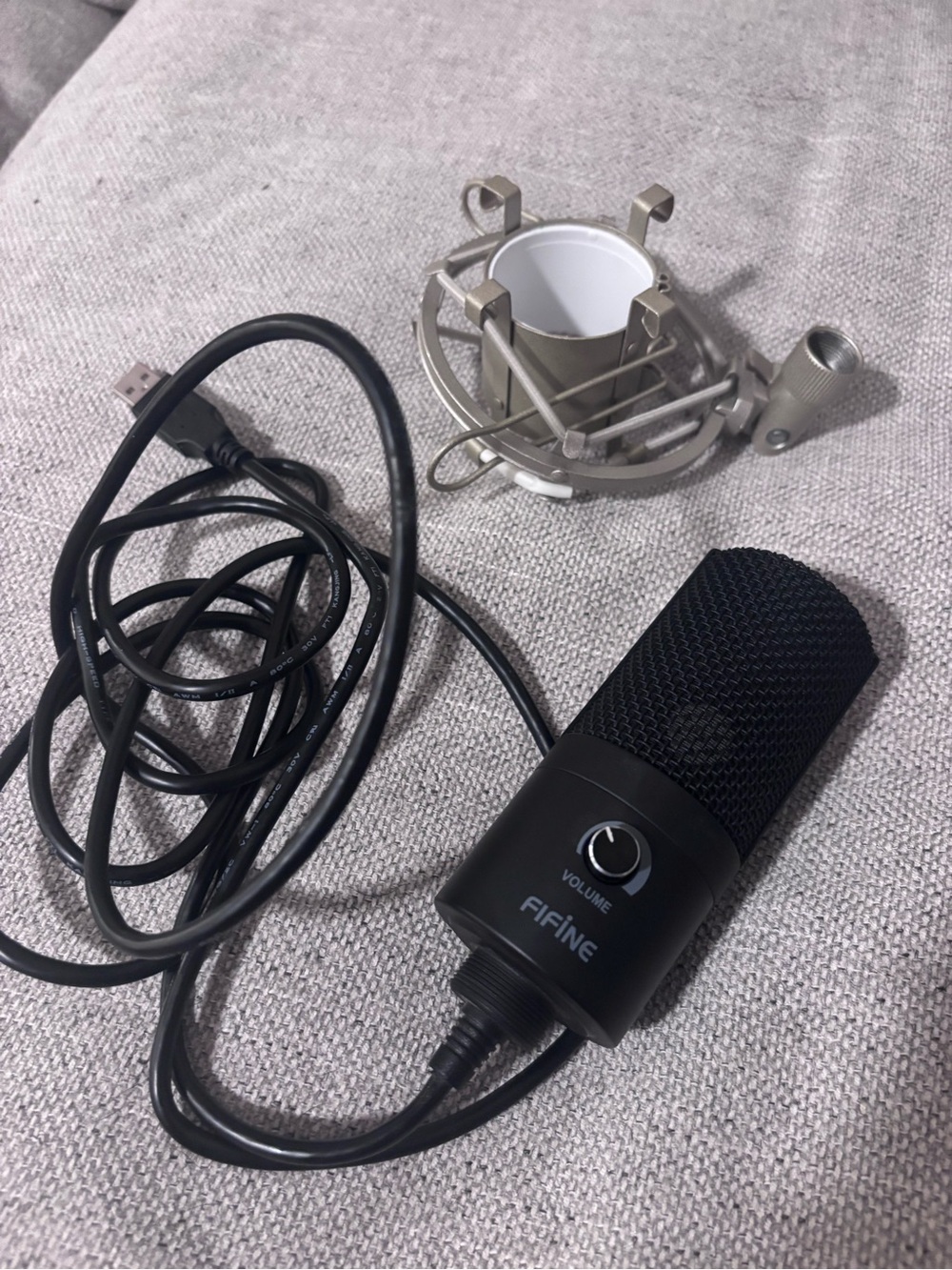 USB Condenser Microphone with Volume Control - Black